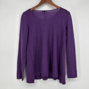 Eileen Fisher Tencel Merino Alpaca Sweater SP Lightweight Knit Wool Blend Purple